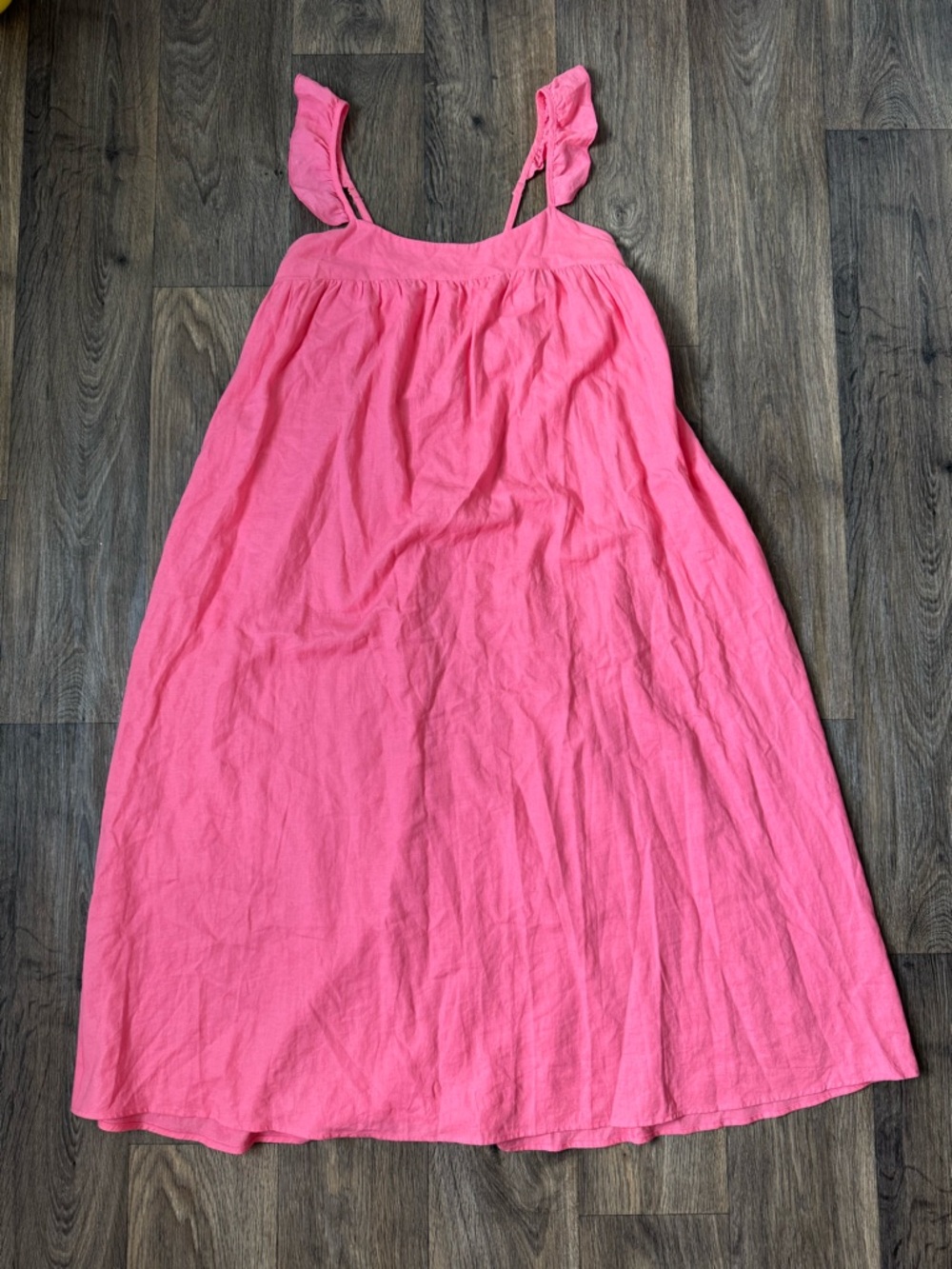Show Me Your Mumu Oasis Ruffle Pink Smocked Sundress Square Neck Pockets Midi S